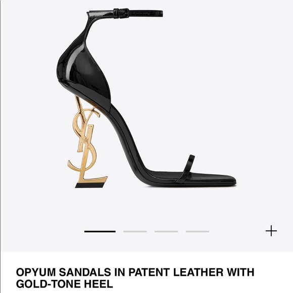 YSL | Black Patent Sandals OPYUM decorated with YSL initials on heels | Size 39 - Picture 4 of 13